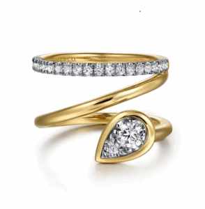 14K Two-Tone Bypass Ring with .48ctw Pear & Round Diamonds Size 6.5 Fine Jewelry 6