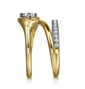 14K Two-Tone Bypass Ring with .48ctw Pear & Round Diamonds Size 6.5 Fine Jewelry 10
