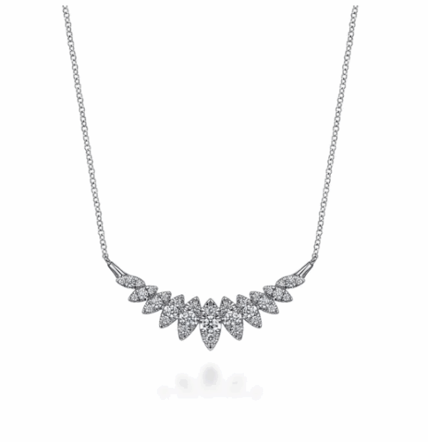 14K White Gold Marquise Shape Bar Necklace with .74ctw Diamonds 17.5″ Fine Jewelry 7