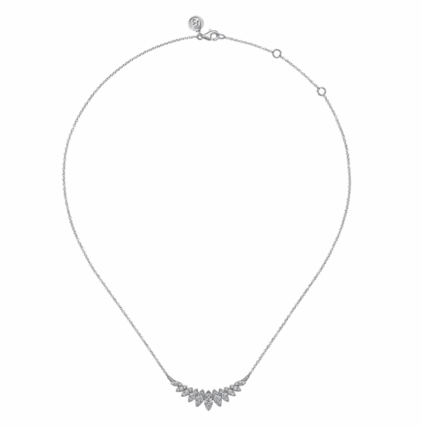 14K White Gold Marquise Shape Bar Necklace with .74ctw Diamonds 17.5″ Fine Jewelry 9
