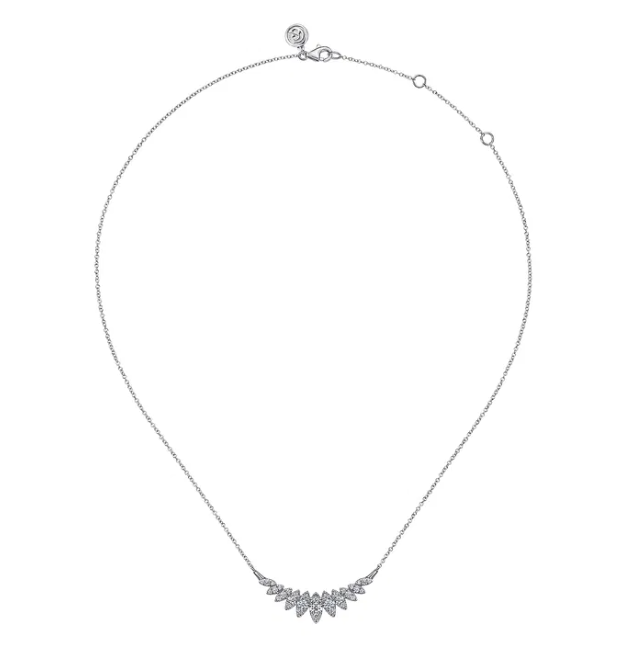 14K White Gold Marquise Shape Bar Necklace with .74ctw Diamonds 17.5″ Fine Jewelry 3