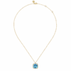 14K Yellow Gold Pendant with 10.92ct Cushion Cut Blue Topaz & .43ctw Diamond Halo 17.5″ Fine Jewelry 12