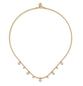 14K Yellow Gold Bujukan Bead Droplet Necklace with .93ctw Pearls 17.5″ Fine Jewelry 3
