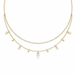 14K Yellow Gold Bujukan Bead Layered Necklace with 1.11ctw Pearls 17.5″ Fine Jewelry 4