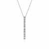 14K White Gold Vertical Bar Necklace with .77ctw Baguette & Round Diamonds 17.5″ Fine Jewelry 10