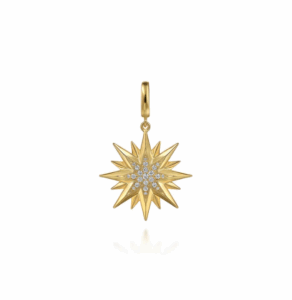14K Yellow Gold Starburst Medallion Pendant with .20ctw Diamonds Fine Jewelry 7