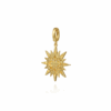 14K Yellow Gold Starburst Medallion Pendant with .20ctw Diamonds Fine Jewelry 16