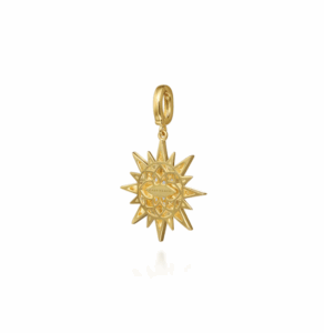 14K Yellow Gold Starburst Medallion Pendant with .20ctw Diamonds Fine Jewelry 8