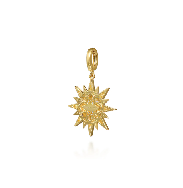 14K Yellow Gold Starburst Medallion Pendant with .20ctw Diamonds Fine Jewelry 4