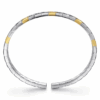 14K Yellow Gold & Sterling Silver Men’s Herringbone Open Cuff Bangle Size 7.25 Bracelets 16