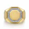 14K Yellow Gold Men’s High Polish Hexagon Ring with .20ctw Diamonds Size 10 Fine Jewelry 16