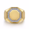 Men’s 14K Yellow Gold Hexagon Ring with .20ctw Diamonds Size 10 Fine Jewelry 16
