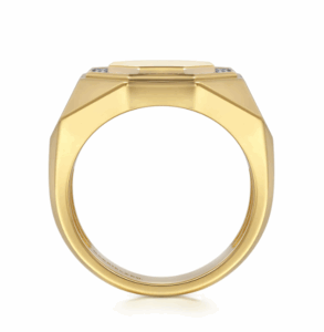 14K Yellow Gold Men’s High Polish Hexagon Ring with .20ctw Diamonds Size 10 Fine Jewelry 8