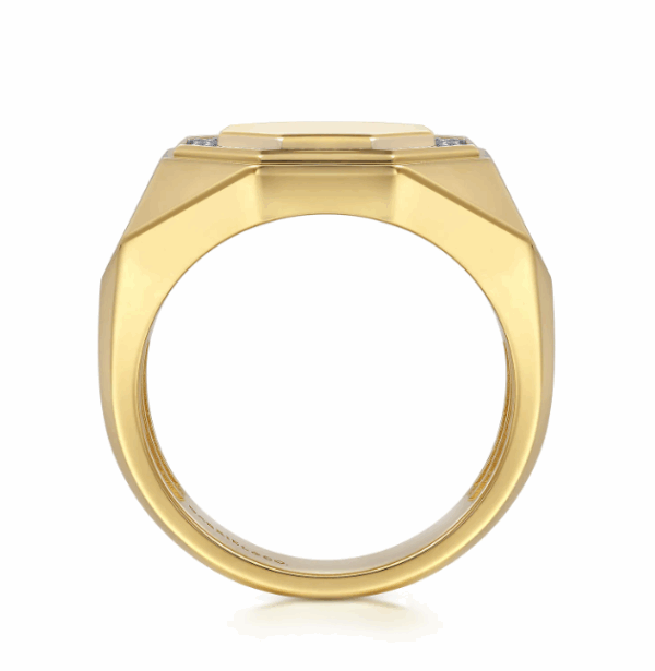 14K Yellow Gold Men’s High Polish Hexagon Ring with .20ctw Diamonds Size 10 Fine Jewelry 13