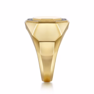 Men’s 14K Yellow Gold Hexagon Ring with .20ctw Diamonds Size 10 Fine Jewelry 10