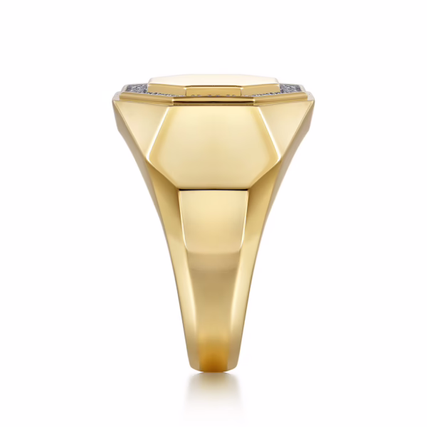 Men’s 14K Yellow Gold Hexagon Ring with .20ctw Diamonds Size 10 Fine Jewelry 15