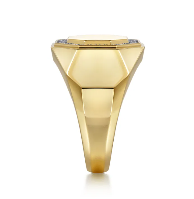 14K Yellow Gold Men’s High Polish Hexagon Ring with .20ctw Diamonds Size 10 Fine Jewelry 5