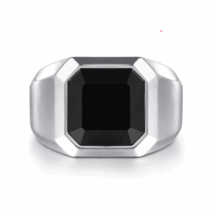 Sterling Silver Men's High Polish Finish Signet Ring with 4.76ct Black Onyx Size 10