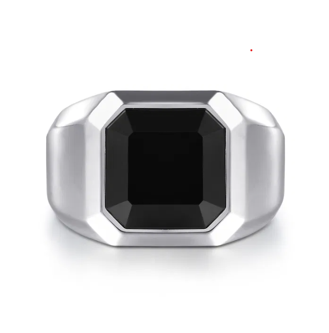 Sterling Silver Men’s High Polish Finish Signet Ring with 4.76ct Black Onyx Size 10 Fine Jewelry