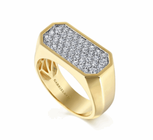 14K Yellow Gold Men’s High Polish Ring with .81ctw Pave Diamonds Size 10 Fine Jewelry 8