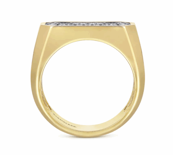 14K Yellow Gold Men’s High Polish Ring with .81ctw Pave Diamonds Size 10 Fine Jewelry 14