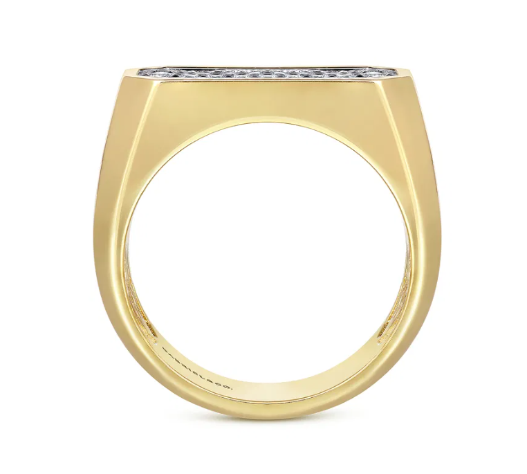 14K Yellow Gold Men’s High Polish Ring with .81ctw Pave Diamonds Size 10 Fine Jewelry 4