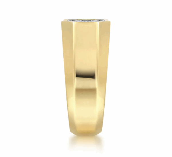14K Yellow Gold Men’s High Polish Ring with .81ctw Pave Diamonds Size 10 Fine Jewelry 15