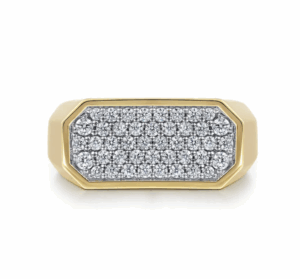 14K Yellow Gold Men’s High Polish Ring with .81ctw Pave Diamonds Size 10 Fine Jewelry 6
