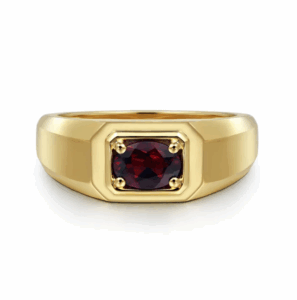 14K Yellow Gold Men’s High Polish Finish Ring with 1.07ct Oval Cut Red Garnet Size 10 Fine Jewelry 6