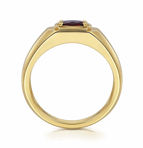 14K Yellow Gold Men’s High Polish Finish Ring with 1.07ct Oval Cut Red Garnet Size 10 Fine Jewelry 13