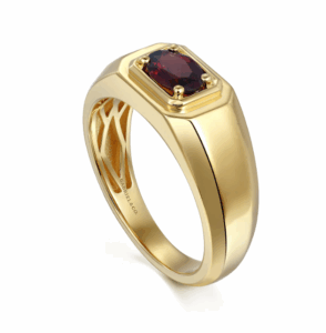 14K Yellow Gold Men’s High Polish Finish Ring with 1.07ct Oval Cut Red Garnet Size 10 Fine Jewelry 9