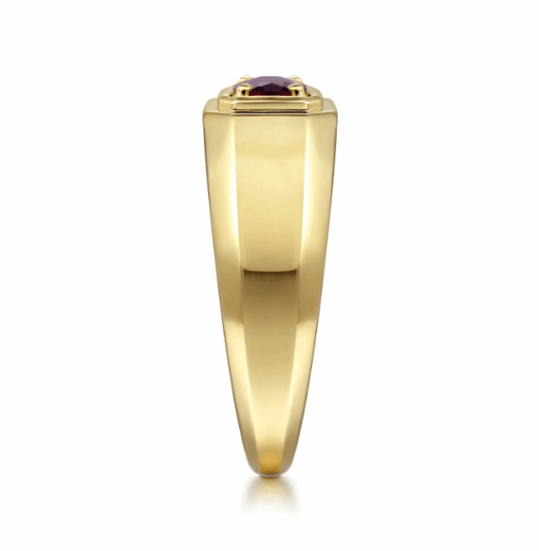 14K Yellow Gold Men’s High Polish Finish Ring with 1.07ct Oval Cut Red Garnet Size 10 Fine Jewelry 15