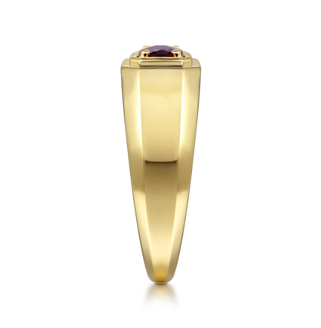 14K Yellow Gold Men’s High Polish Finish Ring with 1.07ct Oval Cut Red Garnet Size 10 Fine Jewelry 5