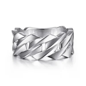 Sterling Silver Men's High Chain Link Band in High Polish Finish Size 10
