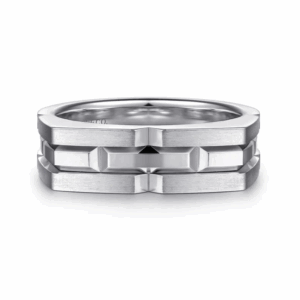 Sterling Silver Men's Geometric Ring in Satin Finish Size 10