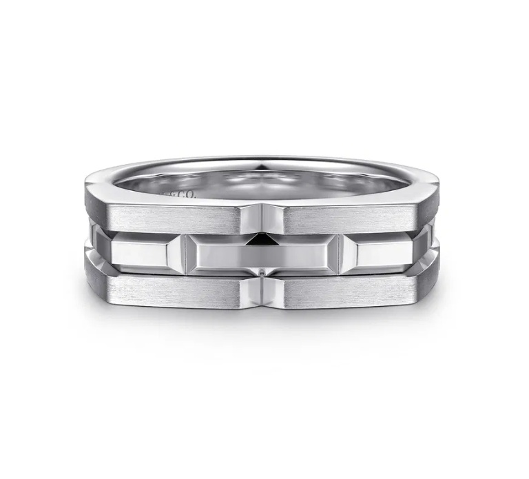 Sterling Silver Men’s Geometric Ring in Satin Finish Size 10 Fine Jewelry