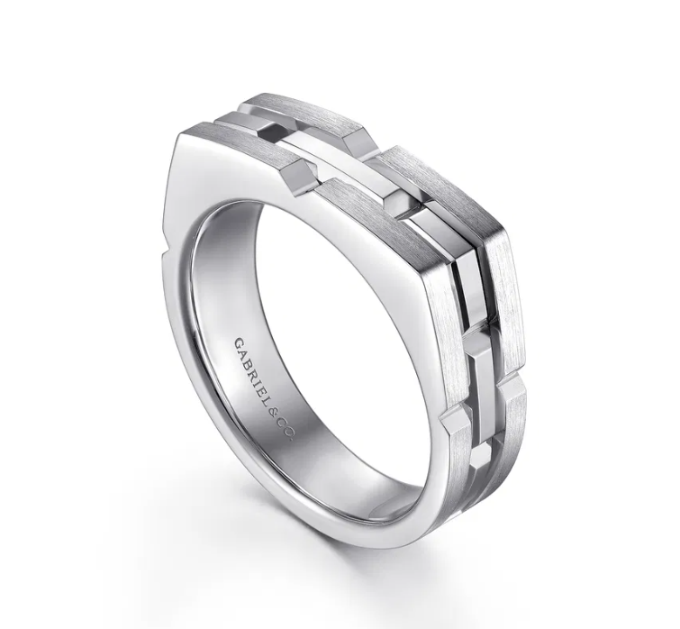 Sterling Silver Men’s Geometric Ring in Satin Finish Size 10 Fine Jewelry 4
