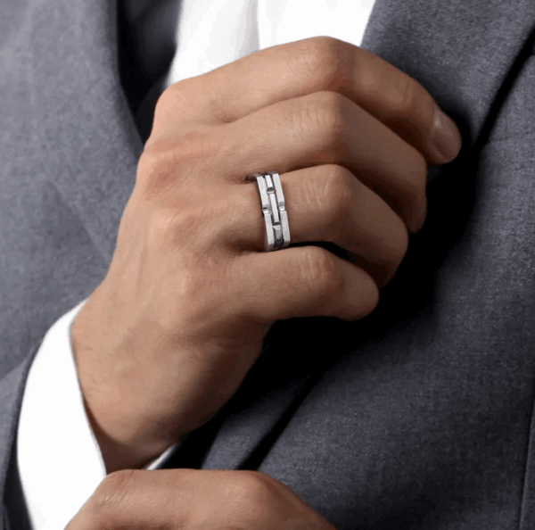 Sterling Silver Men’s Geometric Ring in Satin Finish Size 10 Fine Jewelry 12