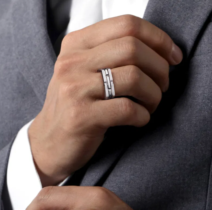 Sterling Silver Men’s Geometric Ring in Satin Finish Size 10 Fine Jewelry 2