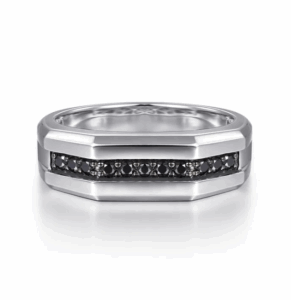 Sterling Silver Men’s Band with .38ctw Round Black Spinel Size 10 Fine Jewelry 6