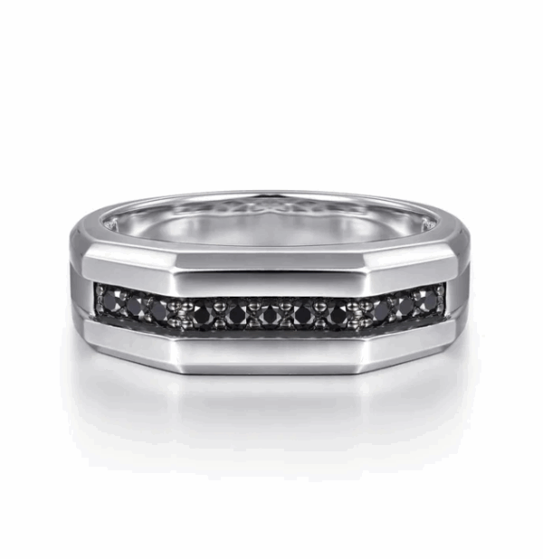 Sterling Silver Men’s Band with .38ctw Round Black Spinel Size 10 Fine Jewelry 11