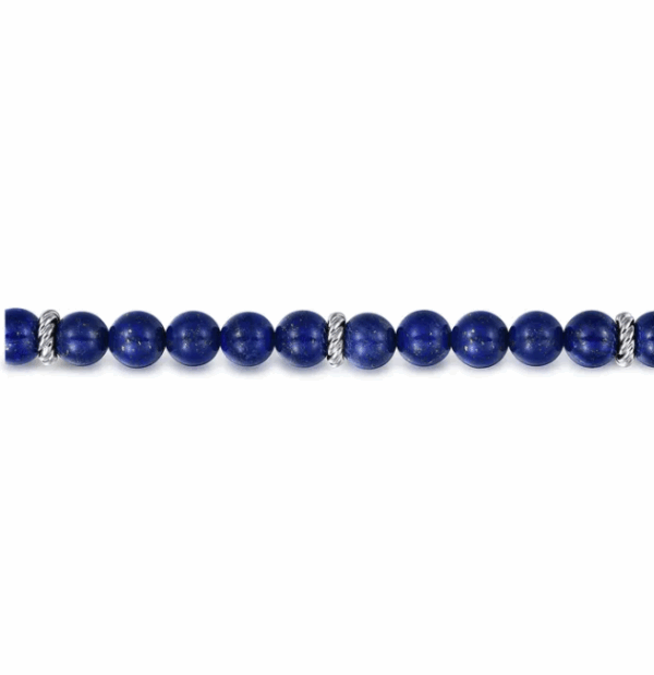 Sterling Silver Men’s Beaded Bracelet with 8mm Blue Lapis 8″ Bracelets 9