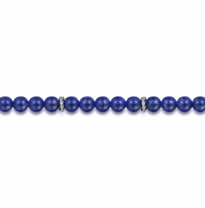 Sterling Silver Men’s Beaded Bracelet with 6mm Blue Lapis 8″ Bracelets 6