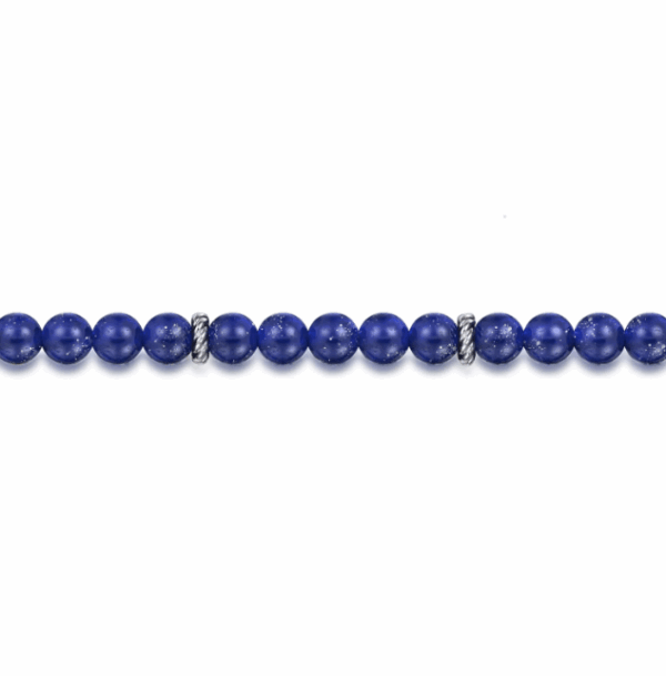 Sterling Silver Men’s Beaded Bracelet with 6mm Blue Lapis 8″ Bracelets 9