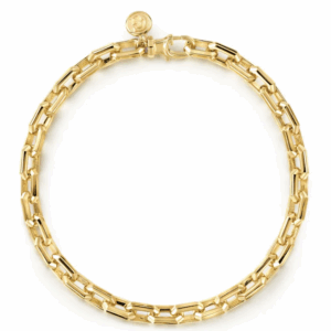 14K Yellow Gold Men's Solid Faceted Chain Bracelet 8