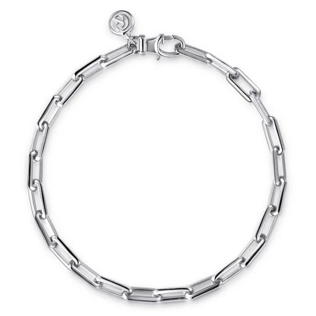 Sterling Silver Men’s Elongated Chain Bracelet 8″ Bracelets