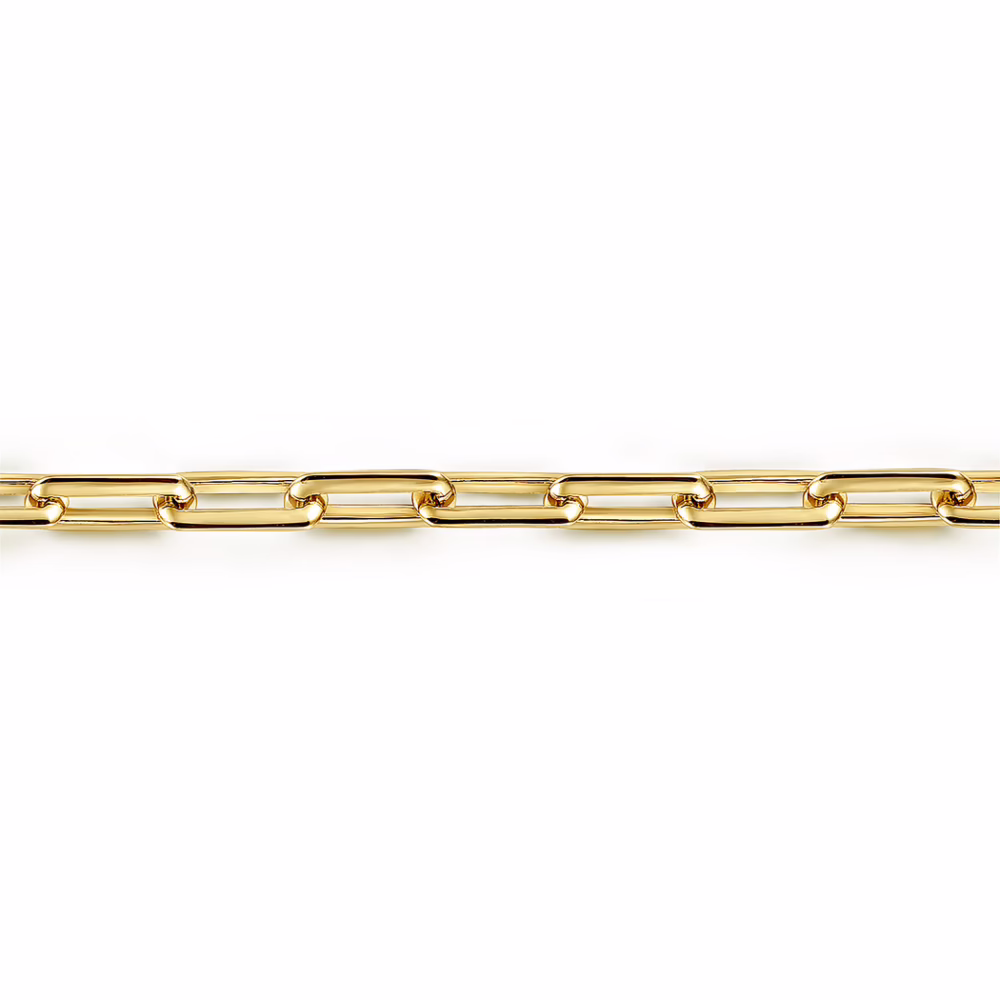 Men’s 14K Yellow Gold Elongated Link Chain Bracelet 8″ Bracelets 9