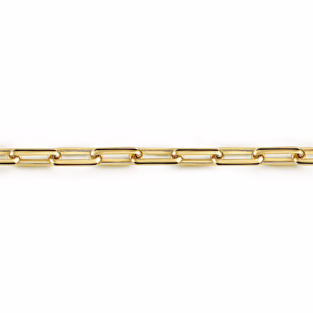 Men’s 14K Yellow Gold Elongated Link Chain Bracelet 8″ Bracelets 6