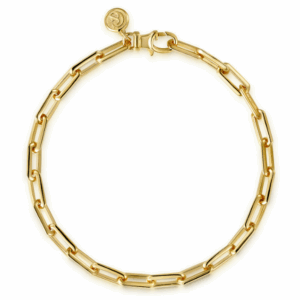 14K Yellow Gold Men's Solid Elongated Chain Bracelet 8