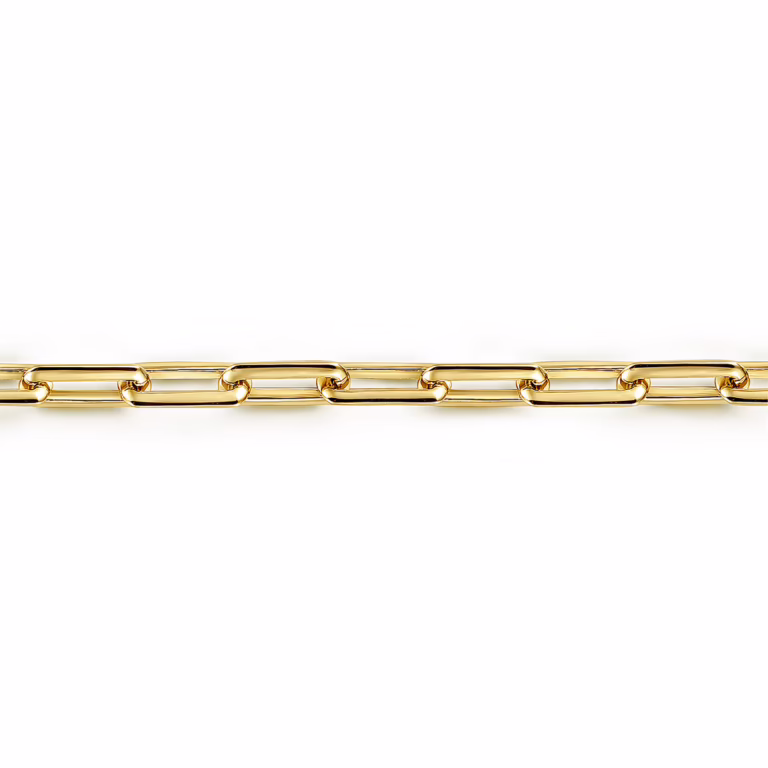 Men’s 14K Yellow Gold Elongated Link Chain Bracelet 8″ Bracelets 6